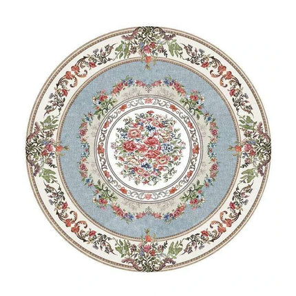 Vintage European Round Plush Area Rug - Soft, Washable Carpet for Cozy Spaces - Très Elite