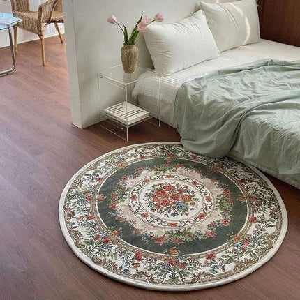 Vintage European Round Plush Area Rug - Soft, Washable Carpet for Cozy Spaces - Très Elite