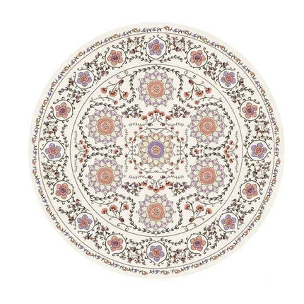 Vintage European Round Plush Area Rug - Soft, Washable Carpet for Cozy Spaces - Très Elite