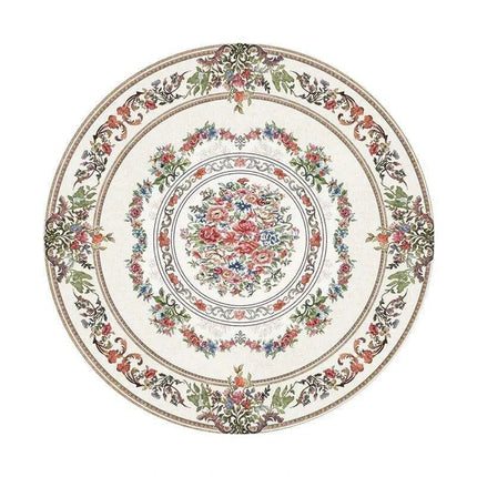 Vintage European Round Plush Area Rug - Soft, Washable Carpet for Cozy Spaces - Très Elite