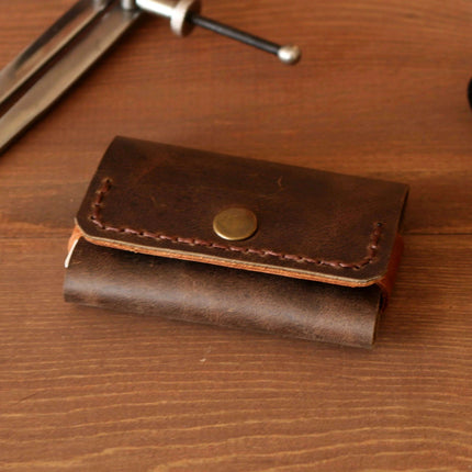 Vintage Handcrafted Leather Card Wallet - Timeless Mini Purse for Elegant Organization - Très Elite