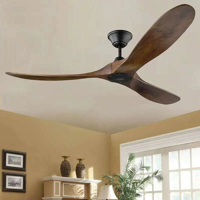 Vintage Industrial 60-Inch Wooden Ceiling Fan with Remote and Integrated Lighting - Très Elite