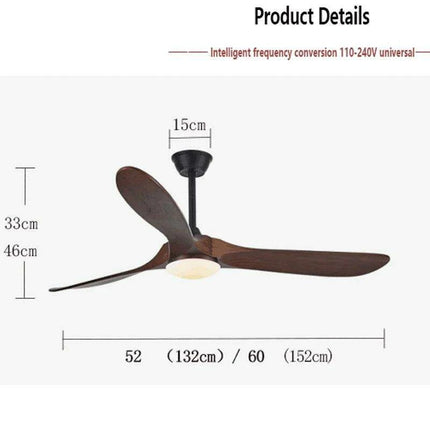 Vintage Industrial 60-Inch Wooden Ceiling Fan with Remote and Integrated Lighting - Très Elite