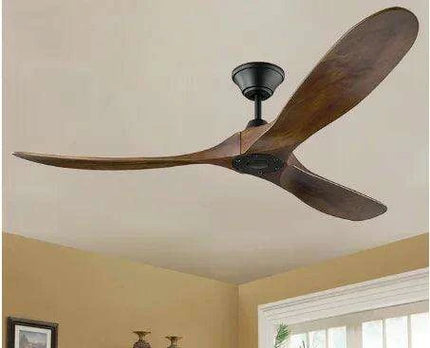 Vintage Industrial 60-Inch Wooden Ceiling Fan with Remote and Integrated Lighting - Très Elite