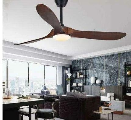 Vintage Industrial 60-Inch Wooden Ceiling Fan with Remote and Integrated Lighting - Très Elite