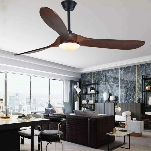 Vintage Industrial 60-Inch Wooden Ceiling Fan with Remote and Integrated Lighting - Très Elite