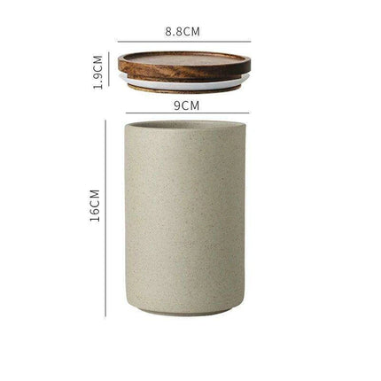 Vintage-Inspired Ceramic Canister Set with Airtight Wooden Lids for Tea and Coffee Storage - Très Elite