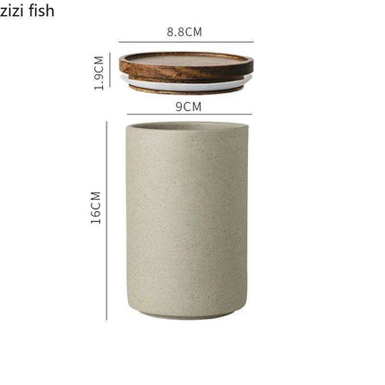 Vintage-Inspired Ceramic Canister Set with Airtight Wooden Lids for Tea and Coffee Storage - Très Elite