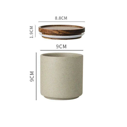 Vintage-Inspired Ceramic Canister Set with Airtight Wooden Lids for Tea and Coffee Storage - Très Elite