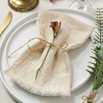 Vintage-Inspired Handcrafted Cotton Gauze Napkins - Earthy Tones Set of 6 - Très Elite