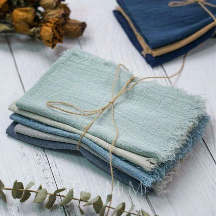Vintage-Inspired Handcrafted Cotton Gauze Napkins - Earthy Tones Set of 6 - Très Elite