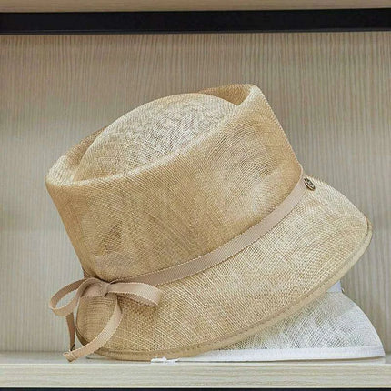 Vintage-Inspired Hemp Yarn Bow Fisherman Hat for Stylish Sun Defense - Très Elite