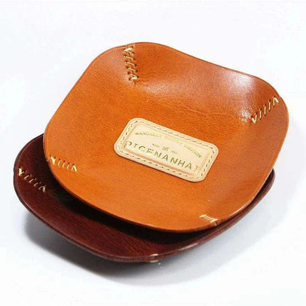 Vintage Italian Cowhide Leather Jewelry Organizer Tray - Retro Chic Storage Solution - Très Elite