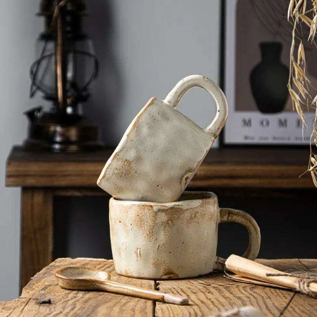 Vintage Japanese-Inspired Handmade Ceramic Mug for Coffee Enthusiasts