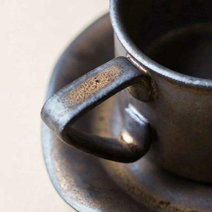Vintage Japanese-Inspired Stoneware Coffee Mug Set with Elegant Serving Tray - Très Elite
