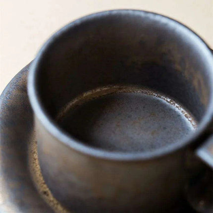 Vintage Japanese-Inspired Stoneware Coffee Mug Set with Elegant Serving Tray - Très Elite