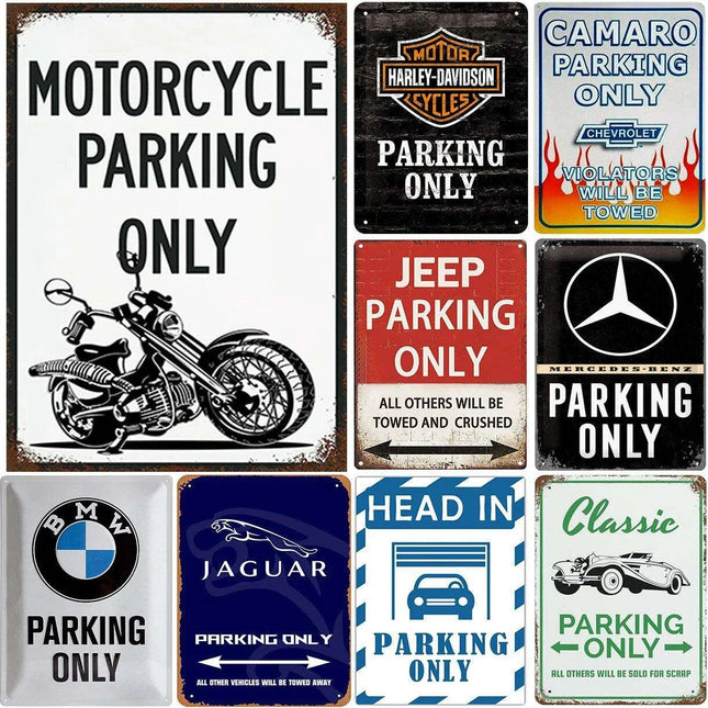 Vintage Motorcycle Metal Sign Set - Retro Decor for Home, Man Caves, and Bars