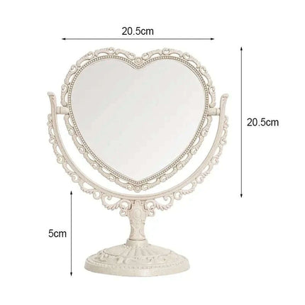 Vintage Nordic Heart-Shaped Acrylic Double-Sided Rotatable Makeup Mirror - Très Elite