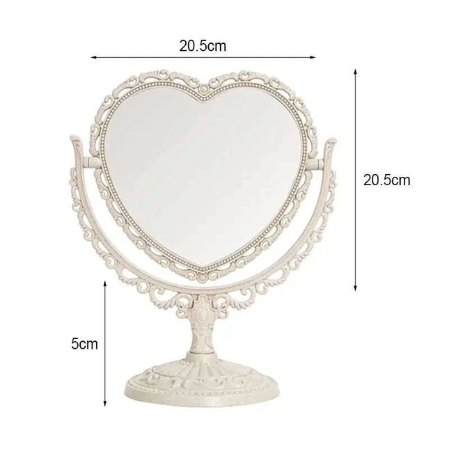 Vintage Nordic Heart-Shaped Acrylic Double-Sided Rotatable Makeup Mirror