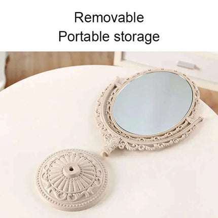 Vintage Nordic Heart-Shaped Acrylic Double-Sided Rotatable Makeup Mirror - Très Elite