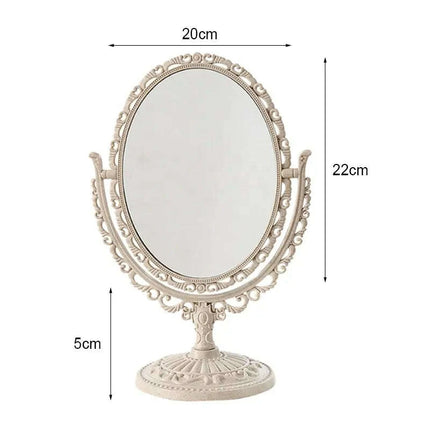 Vintage Nordic Heart-Shaped Acrylic Double-Sided Rotatable Makeup Mirror - Très Elite