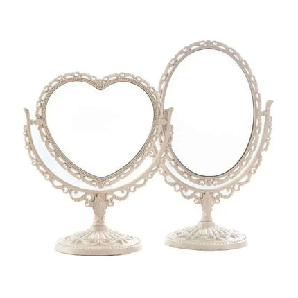 Vintage Nordic Heart-Shaped Acrylic Double-Sided Rotatable Makeup Mirror - Très Elite