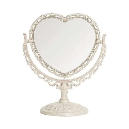 Vintage Nordic Heart-Shaped Acrylic Double-Sided Rotatable Makeup Mirror - Très Elite
