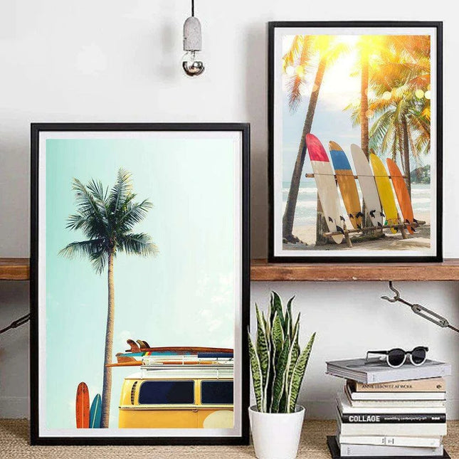 Vintage Surf Vibes: Coastal Canvas Art Collection for Beach-Inspired Home Decor