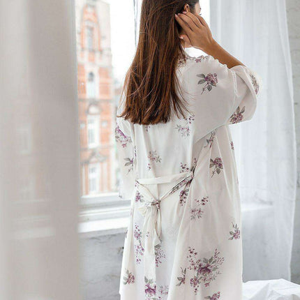 Violet Blossom Satin Luxe Robe - Très Elite