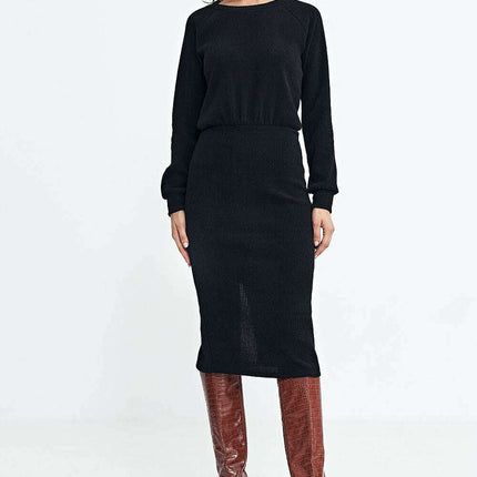 Violet Daydress 202469 Ribbed Knit With Ruffle Sleeves