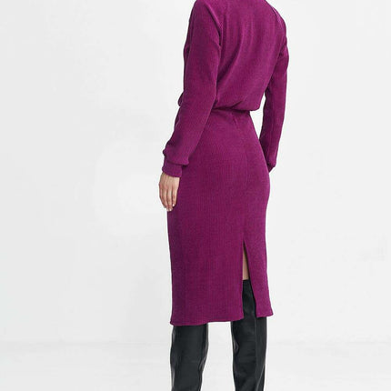 Violet Daydress 202469 Ribbed Knit With Ruffle Sleeves - Très Elite