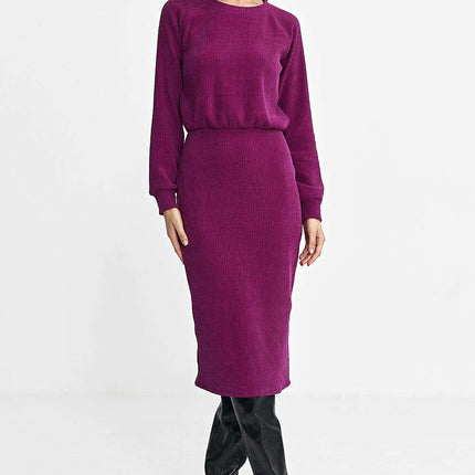 Violet Daydress 202469 Ribbed Knit With Ruffle Sleeves