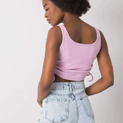 Violet Ribbed Crop Top With Straps Soft Cotton Blend - Très Elite