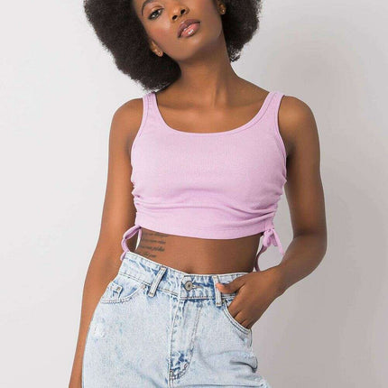 Violet Ribbed Crop Top With Straps Soft Cotton Blend - Très Elite