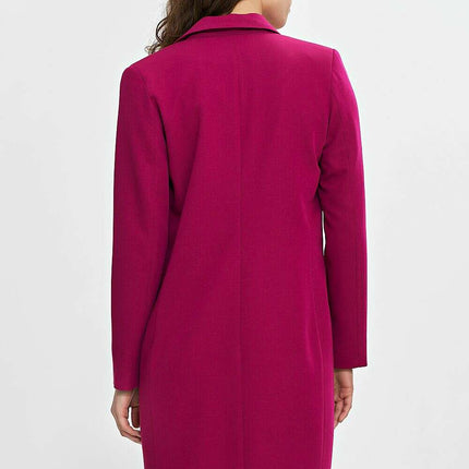 Violet Womens Knee Length Blazer Two Button Jacket - Très Elite