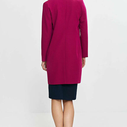 Violet Womens Knee Length Blazer Two Button Jacket - Très Elite