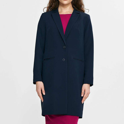 Violet Womens Knee Length Blazer Two Button Jacket - Très Elite