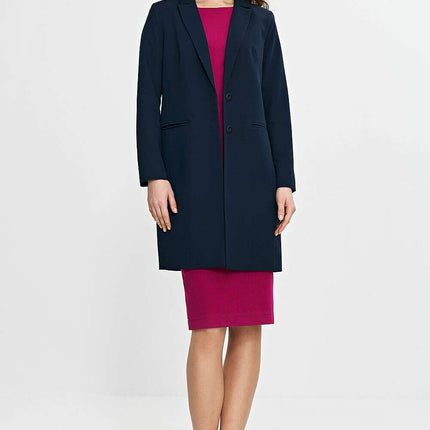 Violet Womens Knee Length Blazer Two Button Jacket - Très Elite