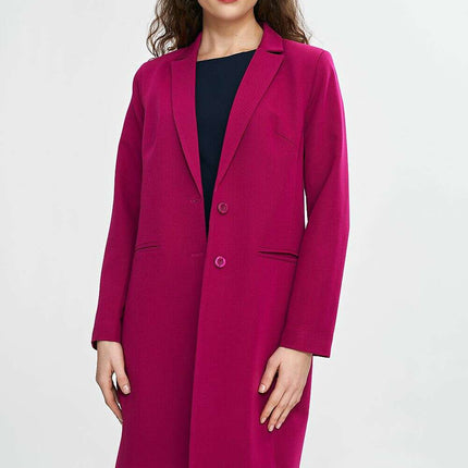 Violet Womens Knee Length Blazer Two Button Jacket - Très Elite