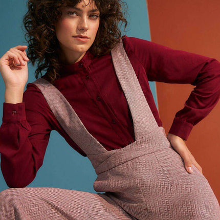 Viscose Long Sleeve Shirt With Stand Up Collar For Autumn - Très Elite