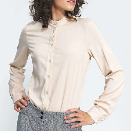 Viscose Long Sleeve Shirt With Stand Up Collar For Autumn - Très Elite