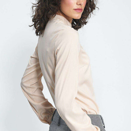 Viscose Long Sleeve Shirt With Stand Up Collar For Autumn - Très Elite