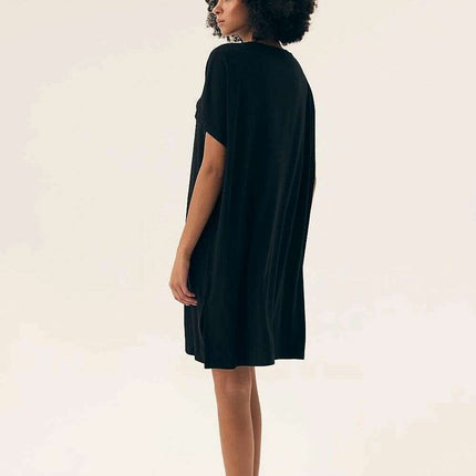 Viscose Nightshirt – Knee-Length, Loose Fit, Short Sleeve, Silky Comfort - Très Elite