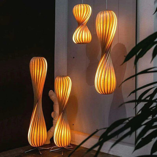 Wabi Sabi Aesthetic Wooden Floor Lamp: Chic Lighting Solution for a Serene Home