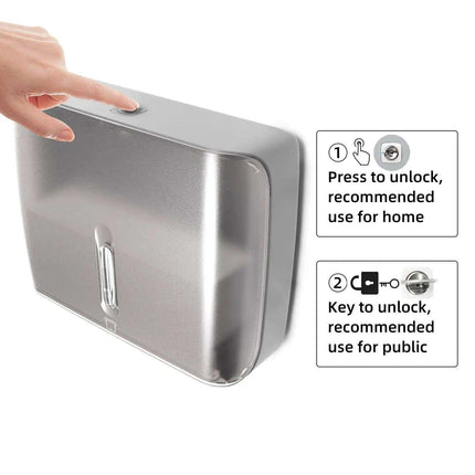 Wall-Mounted Key-Lock Paper Towel Dispenser with 200 Capacity - Très Elite