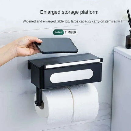 Wall-Mounted Rotating Tissue Paper Holder with Built-in Storage Organizer..