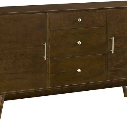 Walnut-Enhanced 60" Mid-Century Modern Entertainment Center with Storage Drawers and Cabinet - Très Elite