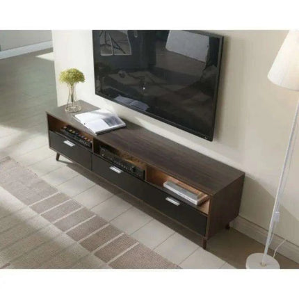 Walnut Modern Media Console - Sleek Entertainment Center with Ample Storage for Home and Office - Très Elite
