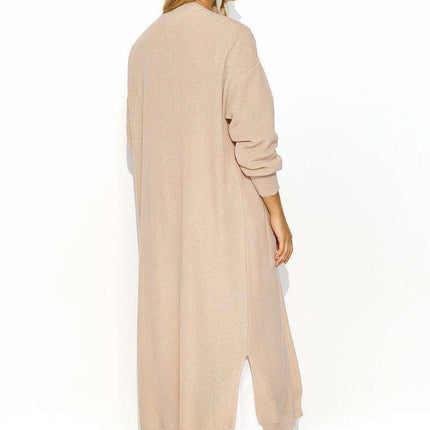 Warm Knit Cardigan with Front Pockets and Stylish Slits - Très Elite