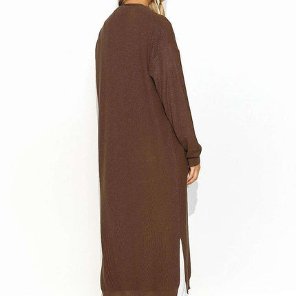 Warm Knit Cardigan with Front Pockets and Stylish Slits - Très Elite